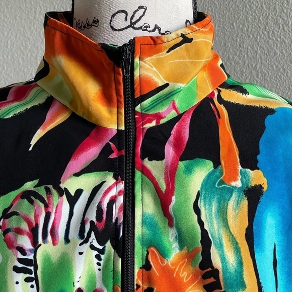 Vintage Erin London Safari Bomber Jacket | Zebra Jungle Print | Size M - Picture 4 of 12